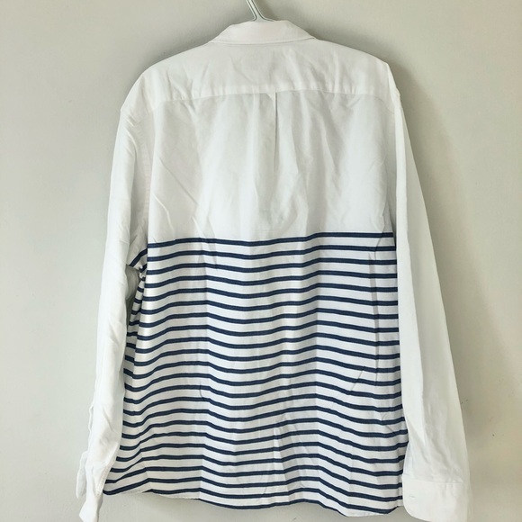 Good Threads Button Down Long Sleeve White Blue Stripped Shirt - Picture 6 of 8
